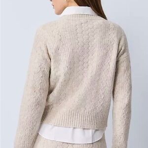 Ann Taylor Cream Cable Knit Sweater